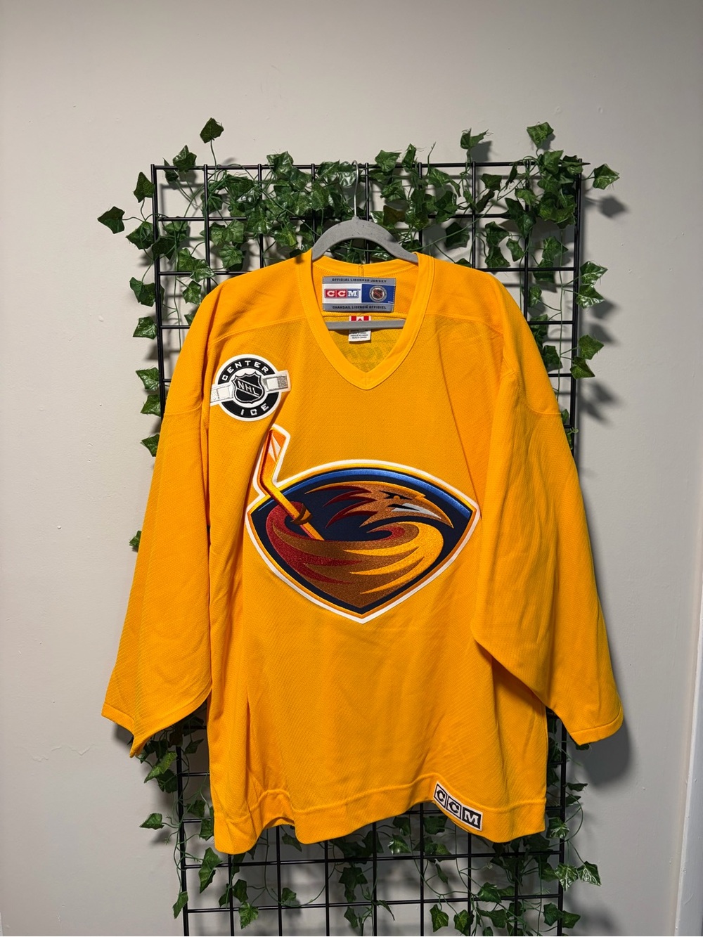 CCM Men’s Gold Atlanta Thrashers Hockey Jersey with Team Crest